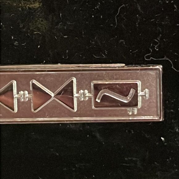 Vintage-1950s-1.5” x 0.33” Robbins Company Art Deco silver tone tie bar/clip - Picture 8 of 14